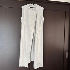 MUJI Hemp Mixed Long Vest Dress Light Gray M