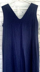 Southern Lady Long Pearls Buttons Front Dress Sleeveless Linen Rayon Womens 6.