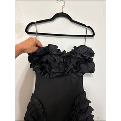 AKIRA City Lights Ruffle Maxi Dress Black Gothic Romantic Size Medium