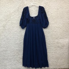 Free People Dress Small Adult Blue Wedgewood Maxi Embroidered Boho Womens S