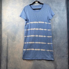 Universal Thread Womens Blue Tie Dye Striped T-Shirt Mini Dress Small Short Slee