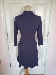 JUDE CONNALLY Elegant Split V-Neckline Dress 3/4 Sleeve & Pockets- Navy (Size M)