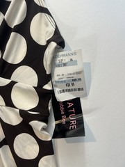 SIGNATURE ROBBIE BEE Black/White Dot Dress (Size XL) Wrap Look Knee Length NWT