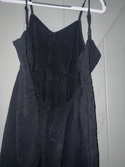 Universal Thread Black Solid Cotton Woven V-Neck Button Front Maxi Dress S