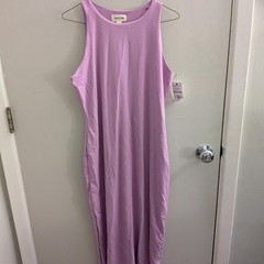 Open Edit Pink Sleeveless Maxi Dress Nylon Spandex Blend Large Summer Clean Girl