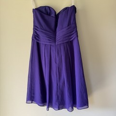 David&rsquo;s Bridal Purple Chiffon Strapless Bridesmaid Dress Size 10 Ruched Cascade