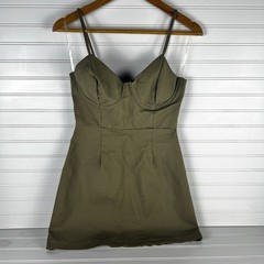 Vintage Charlotte Russe Bodycon Structured Mini Dress Size Medium Olive Green