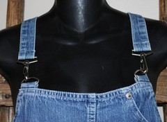 Womens~VINTAGE 90s~FADED GLORY~Medium Wash~BIB OVERALL Dress~Distressed~COTTON~M