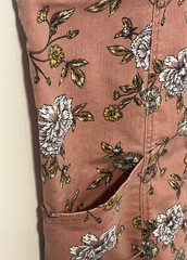 No Boundaries Adjustable Overall Dress Botanical Pattern Cotton Blend w. Pockets