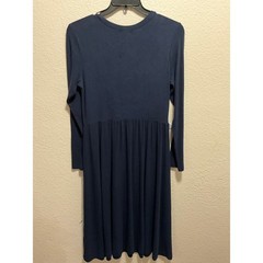 Mason Belle Navy Blue Long Sleeve Gathered Waist Midi Dress Women&rsquo;s Size L