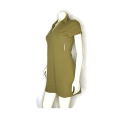 SO Women&rsquo;s L Green Solid Shirt Dress Short Sleeve Collared Short Knit
