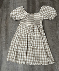 Peixoto Coco Gingham Smocked Puff Sleeve Cotton Dress, Size M, NWT, MSRP: $189
