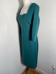 Boden bottle green midi dress 16 R VGC stretch fitted sheath shift work