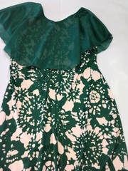 New ~ Women&rsquo;s Ruffle Green Printed Slim Fit V-Neck Elegant Dress ~Size L