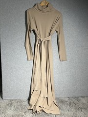 Lace & Lilac Dress Women&rsquo;s Light Brown Long Turtleneck Small Viscose/Poly/Nylon