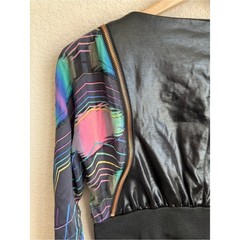 Topshop Unique Faux Leather Silk Sleeve Mini Dress UK 6 US 2 Zip Goth Punk Flaws