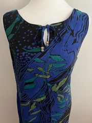 Vintage 90s White Stag blue green tropical leaf print sleeveless dress S