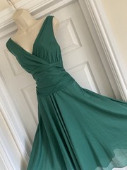 PRETTY MONSOON SIZE 8/10 BOTTLE GREEN FIT & FLARE FINE COTTON PARTY DRESS