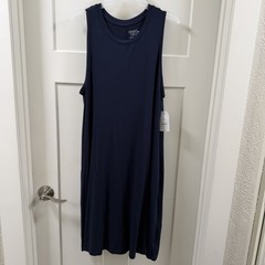 TIME & TRU New Rayon Blend Sleeveless Navy Blue Tank T-Shirt Dress XL (16-18)