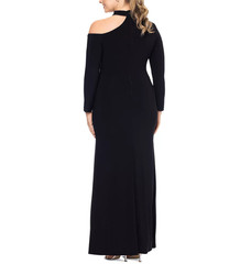 XSCAPE Shoulder-Cutout High-Slit Evening Gown MSRP $239