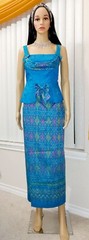 Cambodia Traditional Beautiful 3Pieces Woman 100% Silk 2Blouse & Skirt SizeSmall