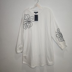 Fred David Embroidered Flower Long Sleeve Sweater XL Mini Dress NWT