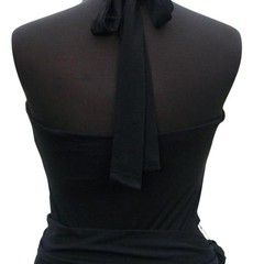 Cache Black Halter Ruched Embellished Hi Low Stretch Event Night Dress $168 NWT