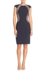 TERANI COUTURE EMBELLISHED MESH & CREPE SHEATH DRESS – SIZE 4 (LK# 122A)