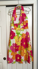 Lilly Pulitzer Women&rsquo;s 12 Pink Green Floral Halter A-Line Dress Cotton Lined