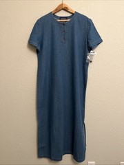 NEW Vintage Willow Ridge Sheath Shift Chambray Maxi Dress Art to Wear Coastal M