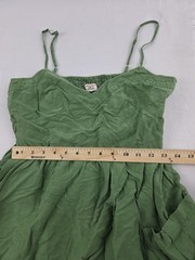 Free People Dress A-Line Straps Green Silk Linen Mini Size 6