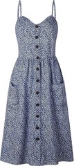Blue/White Floral V-Neck Button Front Midi Sundress Smocked Pockets Size XL