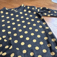Gershon Bram Black Yellow Polka Dot Shift Long Sleeve Dress Size M