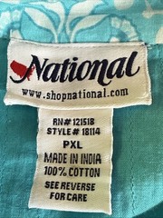 National-Cotton Turquoise Multi Pattern Kaftan-Zip Front-Made In India- XL