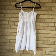 Universal Thread Women&rsquo;s White Button Front Square Neck Mini Dress XS w/ Pockets