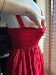 Red Ruched Bust Cami Dress Shein MOD. Princess waist belle christmas party prom