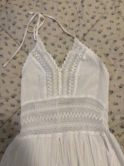 SeaSpice White Lace V-Neck Halter Dress