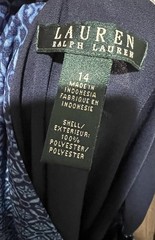 Lauren Ralph Lauren Sleeveless Summer Dress Blue Geometric Design Flowy Sz 14