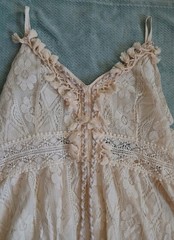 CUPSHE Maxi Women&rsquo;s Flowy Lace Sundress-Cotton Blend-Size XXL-Beige-NWT