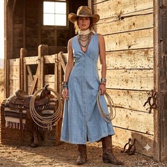 NWT Velvet Heart Mara Denim Maxi Dress 12 Blue Western Cowgirl Rodeo Boho Chic