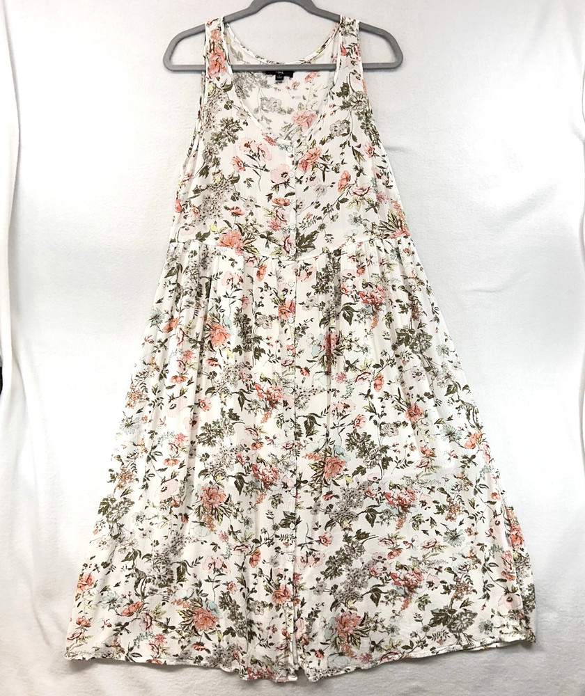 Frye Button Front Midi Dress Large Floral CottageCore Prairie Garden Farm Boho