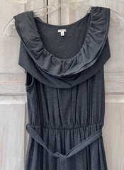J Crew Gray Sleeveless Ruffle Neck Elastic Waist Belted Dress Size Small