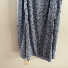 a.n.a Womn 3X Blue Geo Print Linen Blend Boho Pockets Puff Sleeve Midi Dress NWT