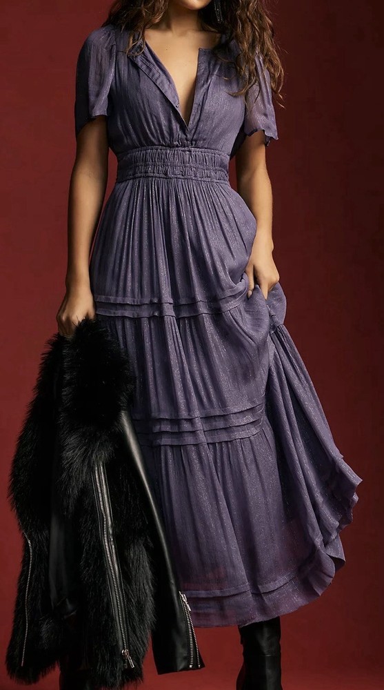 NWOT Anthropologie Somerset Maxi Dress: Lurex Edition – large