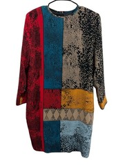 Anne Crimmins 14 Silk Colorblock Dress Back Zip Long Sleeve Old Money Vintage