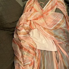 Acler Astone striped pleated Maxi dress in coral size 4 influencer favorite $595