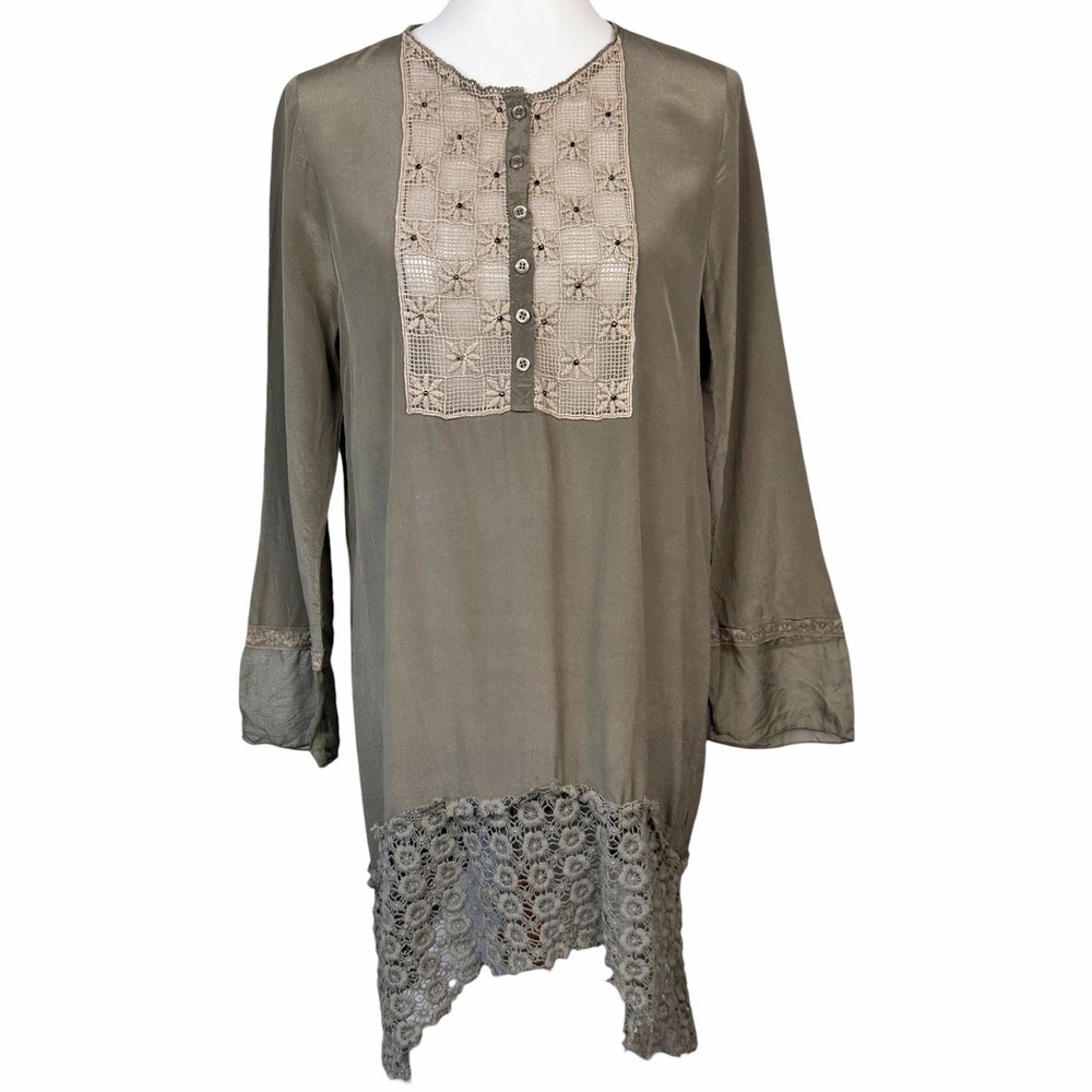 Johnny Was 4 Love and Liberty Dress Womens Small Silk Asymmetrical Sheer Tunic