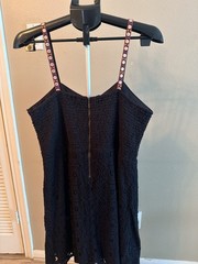 Xhilaration black solid lace strappy sleeveless short zip dress, size XXL