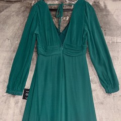 Lulus Talk About Divine Backless Maxi Dress Womens Hunter Green Plunging V-Neck