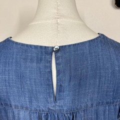 J Jill Denim Dress Womens Medium Blue Chambray Shift Embroidered Pockets Boho